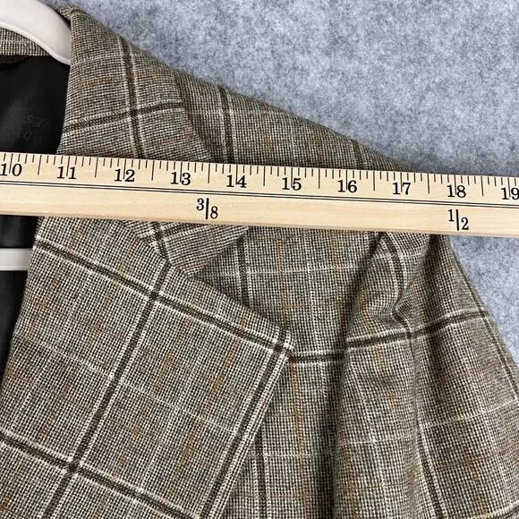 Vintage Hardy Amies Blazer Sport Coat Mens 40R Tan Plaid Wide Lapel Academia